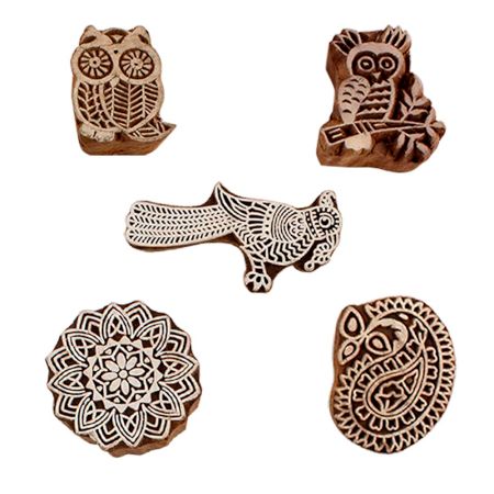 Set of 5 Piece New Mix Wooden Printing Blocks